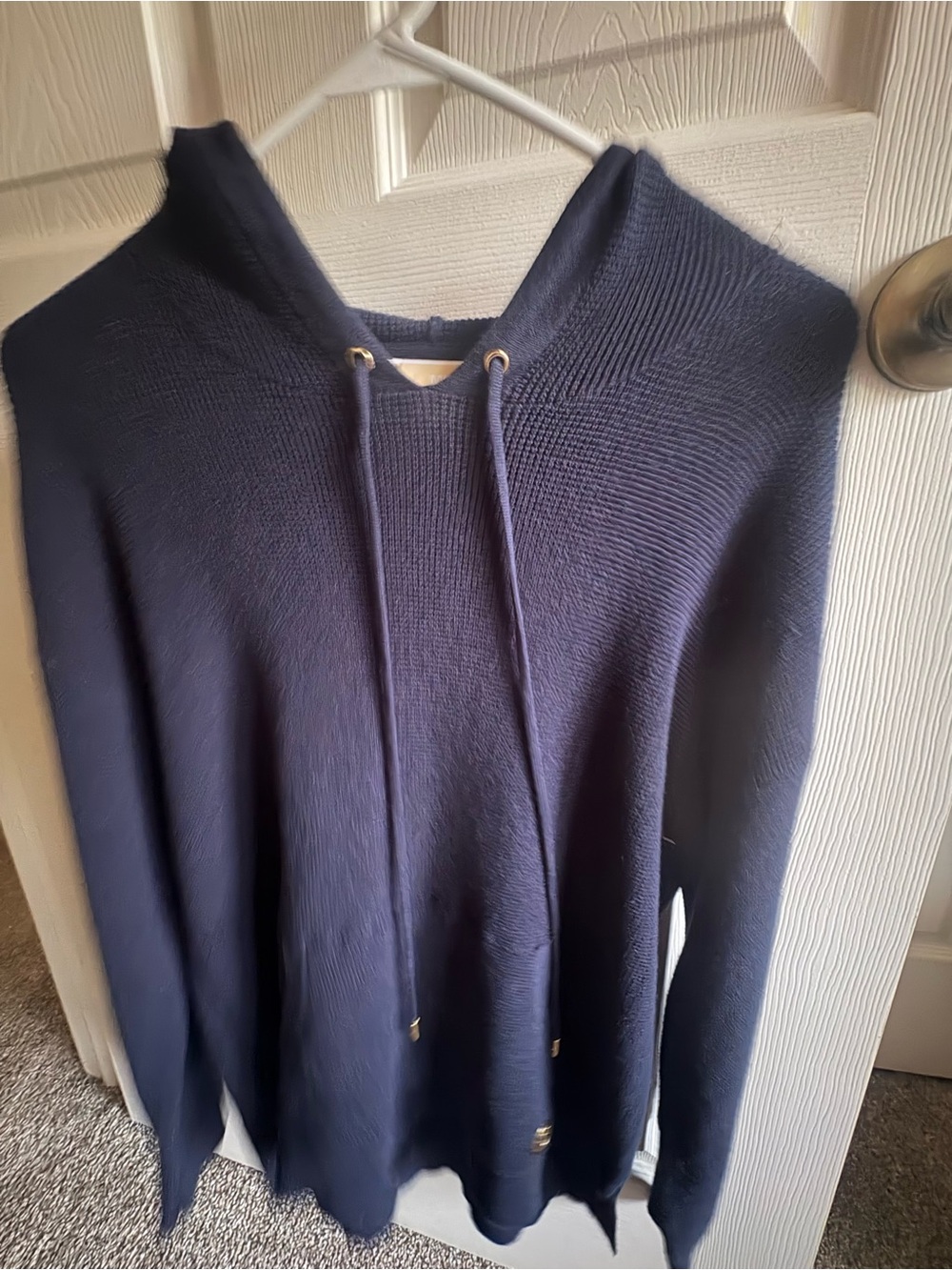 Michael Kors Navy Crewneck Hooded Knit Sweater